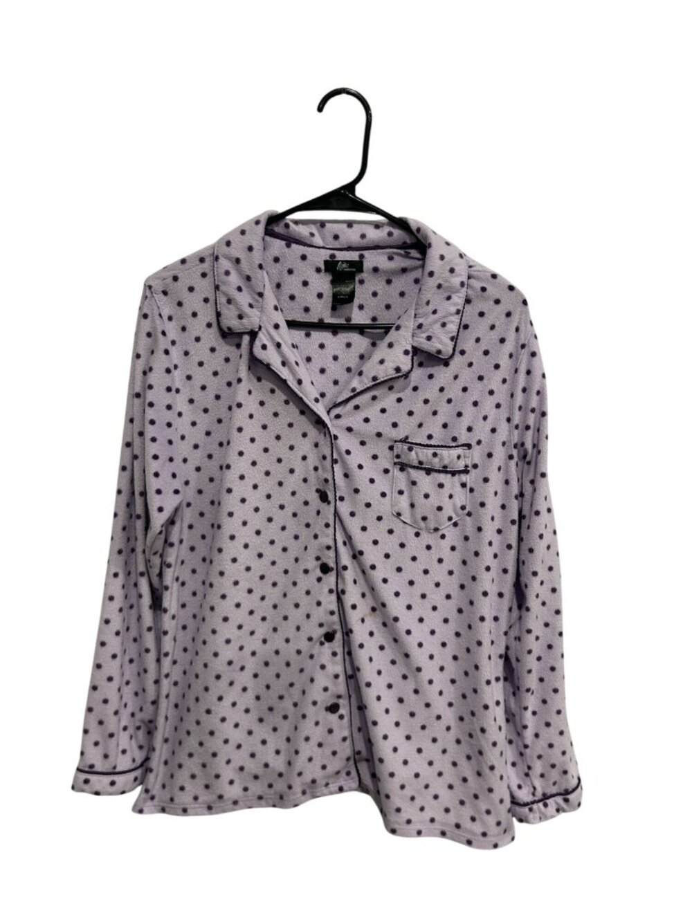 Aria Collection Large Lavender Polka Dot Button-Up Pajama Top Cozycore Whimsical